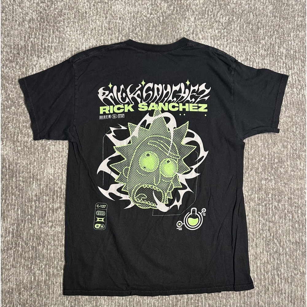 Adult Swim Rick & Morty Rick Sanchez Black T-Shirt Size Large L